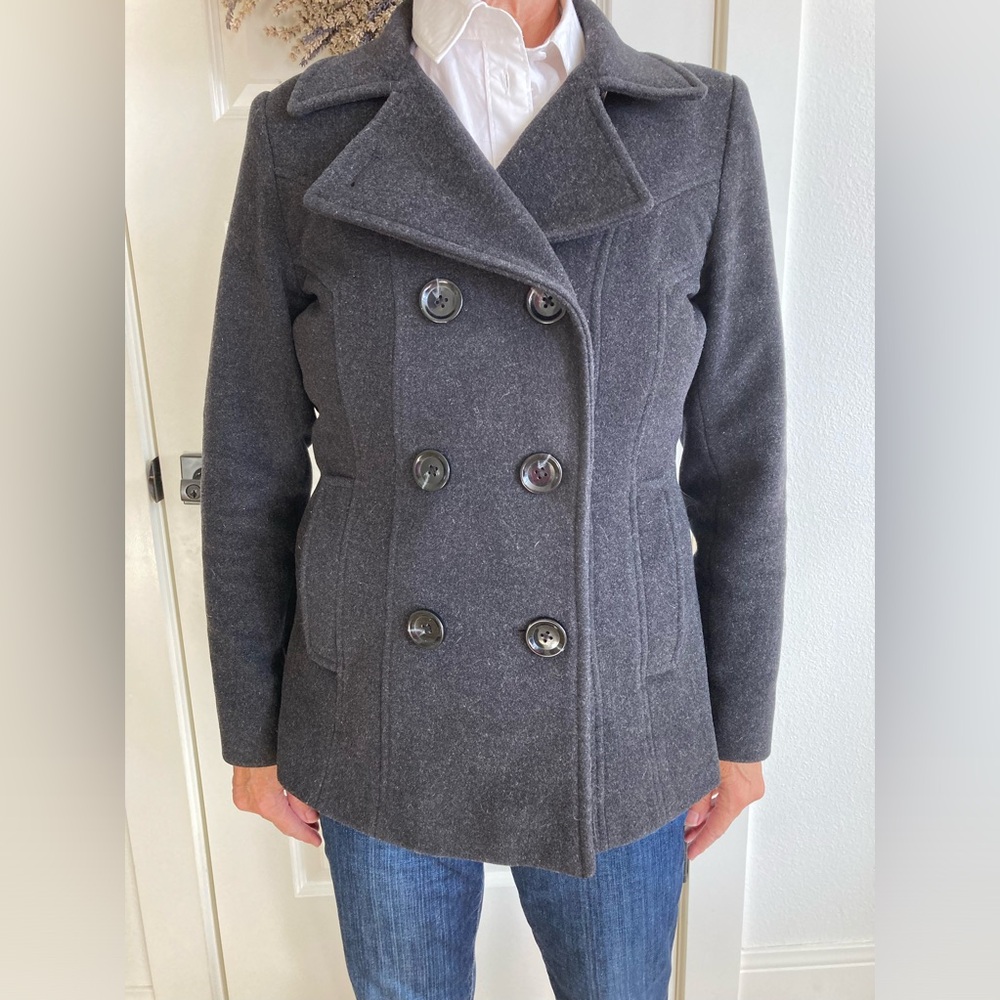 Jason Kole Wool Charcoal Pea Coat